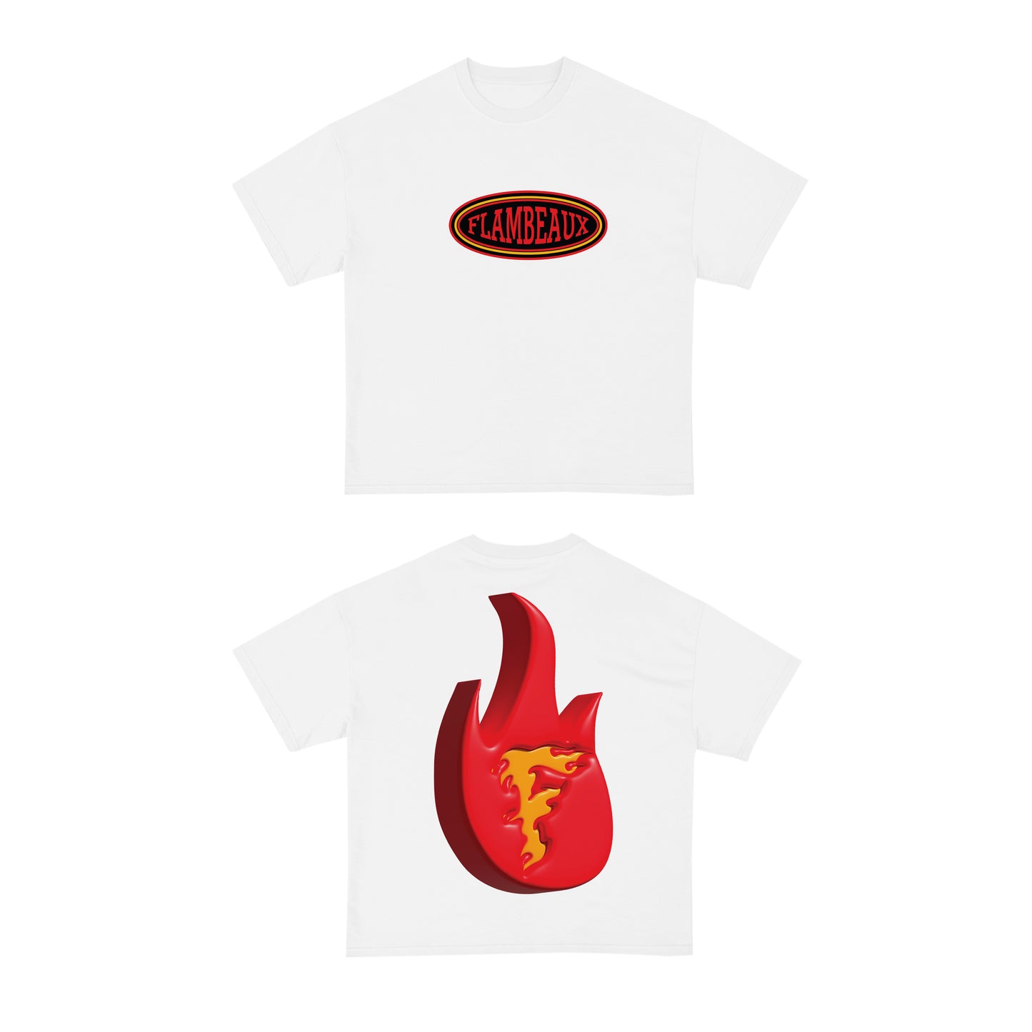 Classic Flame Tee-White/Red