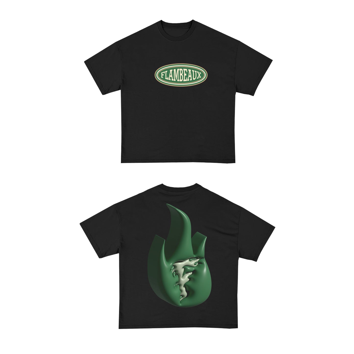 Classic Flame Tee-Black/Green