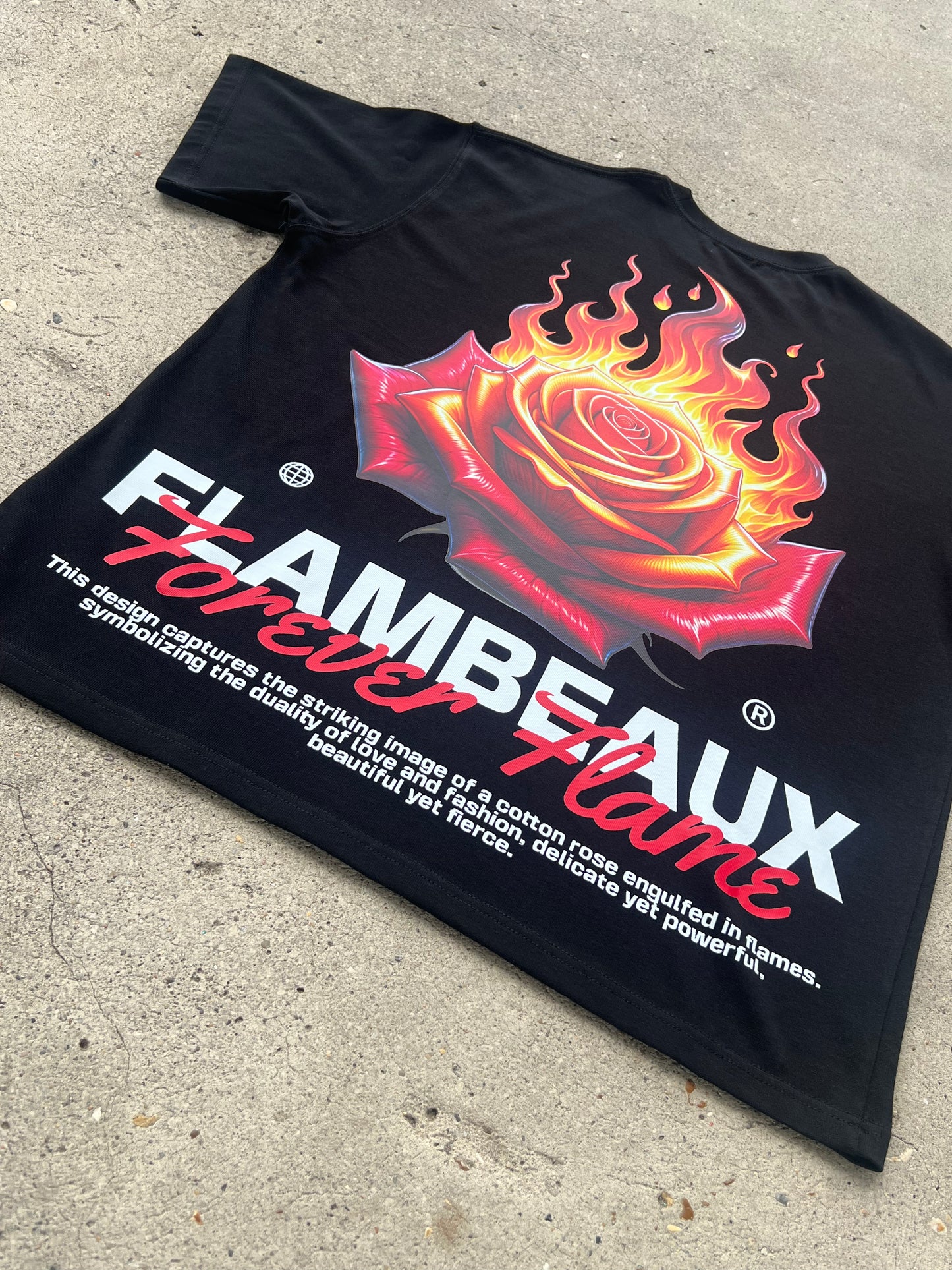 Burning Rose Tee-Black/Red