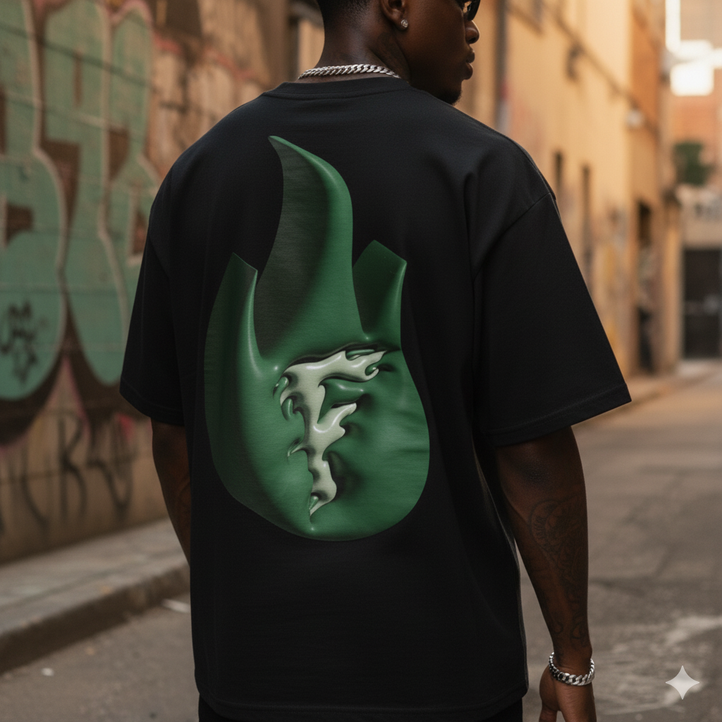 Classic Flame Tee-Black/Green
