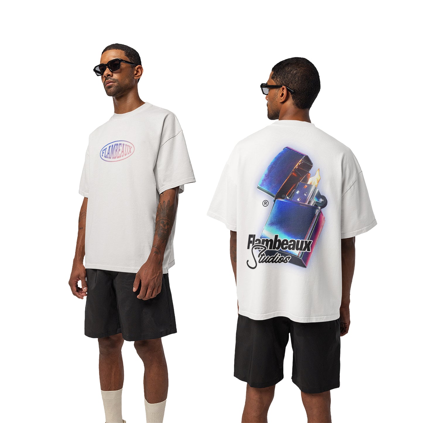 Light It Up Tee-White/Blue