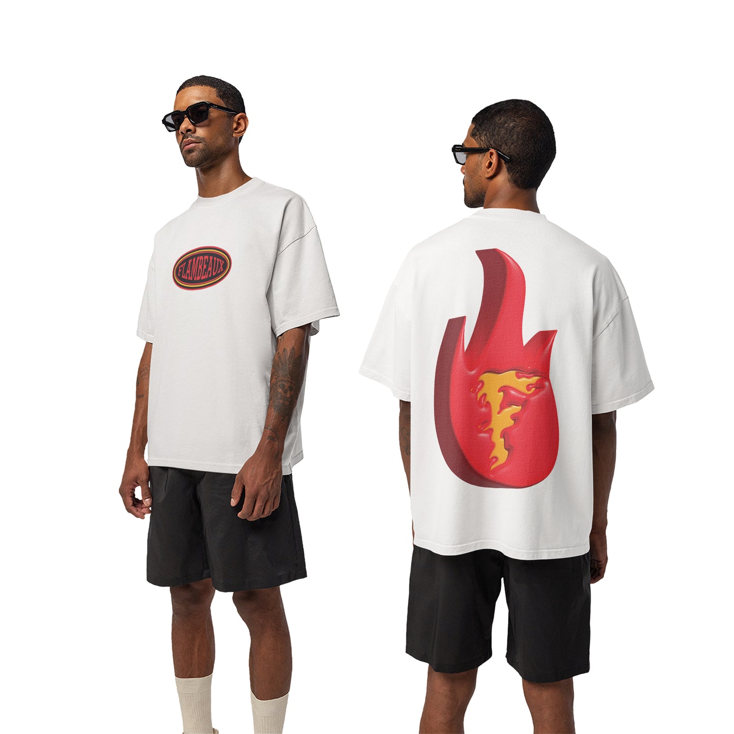 Classic Flame Tee-White/Red