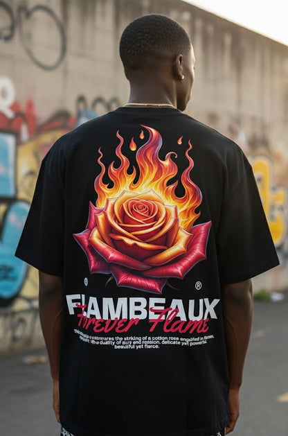 Burning Rose Tee-Black/Red