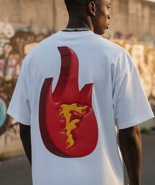 Classic Flame Tee-White/Red