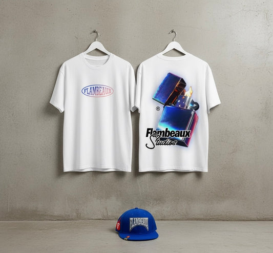 Light It Up Tee-White/Blue